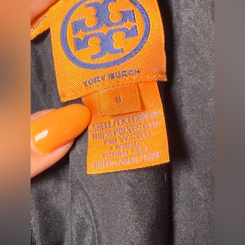 Tory Burch Black Coated Skirt A Line Leather Look Minimalist Chic-Size 8 - Picture 8 of 9